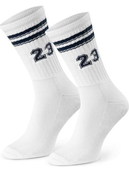 Biele športové polofroté ponožky s vysokým sťahovacím pásikom Art. 047