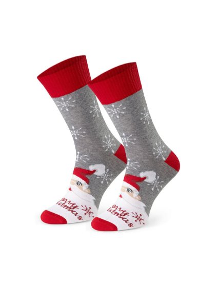 Sivé pánske vysoké ponožky s vianočnou potlačou Art.136