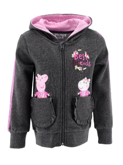 Sivá mikina s kapucňou Peppa Pig