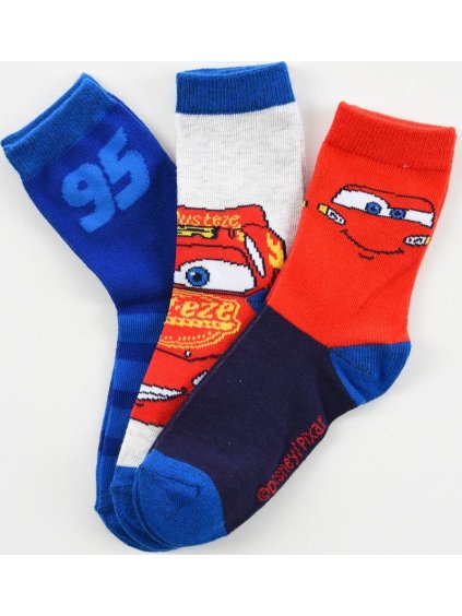 Sada 3 párov detských ponožiek Disney Cars