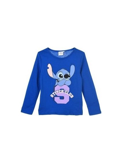 Modré detské tričko s dlhým rukávom Disney Stitch