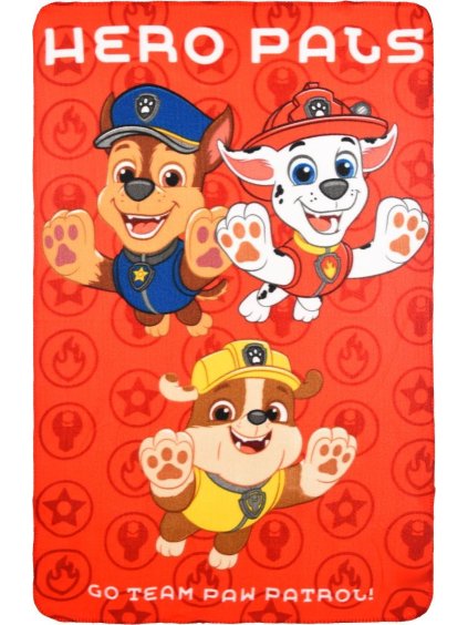 Červená detská deka s motívom Paw Patrol