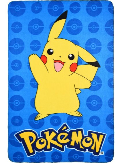 Modrá detská deka s motívom Pokemon