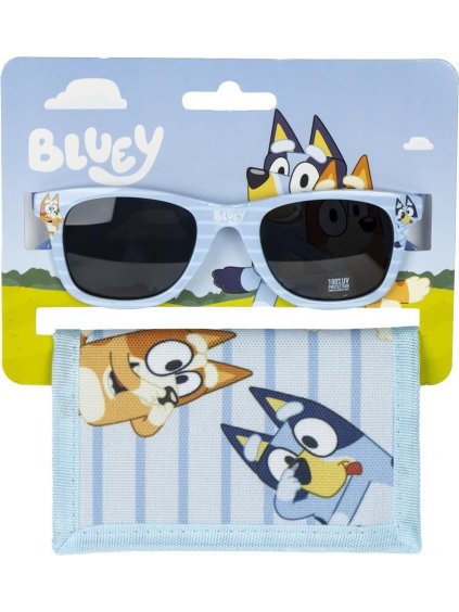 Svetlomodrý detský set slnečných okuliarov a peňaženky Bluey and Chilli