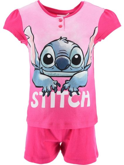 Ružové detské krátke pyžamo Stitch