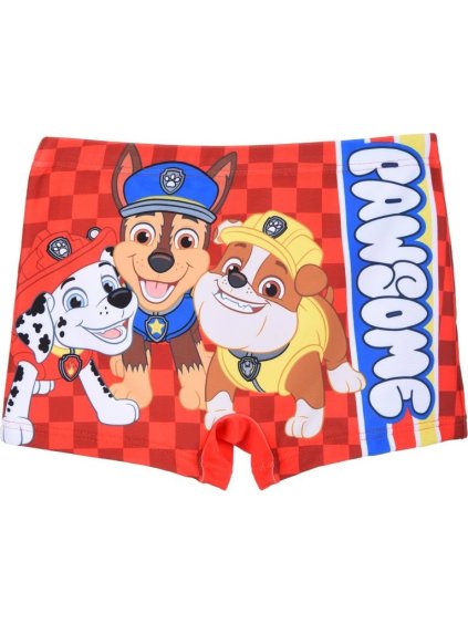 Červené chlapčenské plavecké boxerky Paw Patrol
