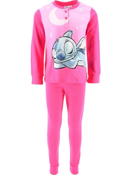 Tmavoružové detské dlhé pyžamo Stitch