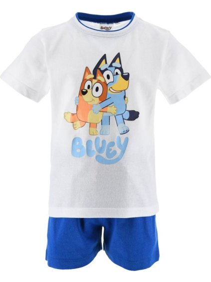 Bielo-modré detské krátke pyžamo Bluey