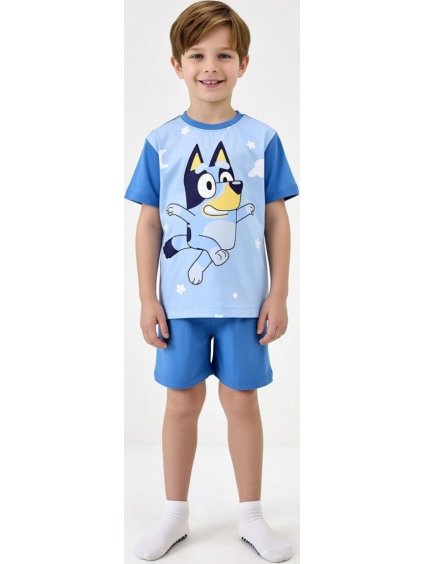 Modré detské krátke pyžamo Bluey