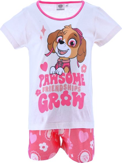 Bielo-ružové dievčenské pyžamo s motívom Paw Patrol Skye