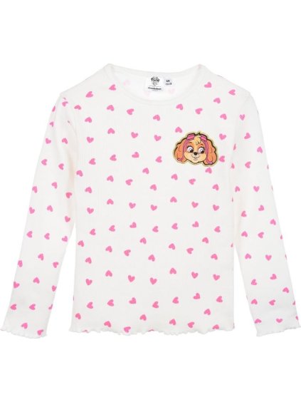 Biele dievčenské tričko s dlhým rukávom Paw Patrol - Skye