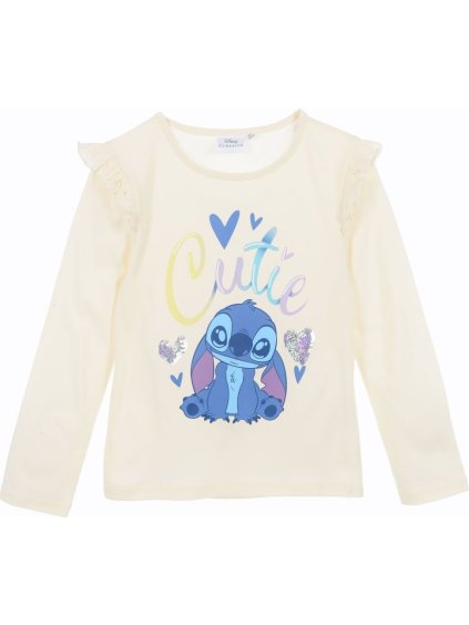 Biele dievčenské tričko s volánikom Lilo and Stitch