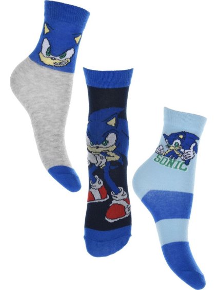 Súprava troch párov chlapčenských ponožiek Sonic the Hedgehog
