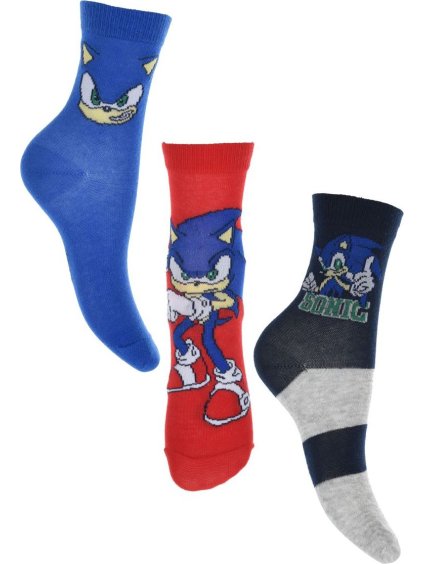 Sada troch párov chlapčenských ponožiek Sonic the Hedgehog