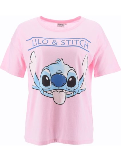 Svetloružové dámske tričko s krátkym rukávom Stitch