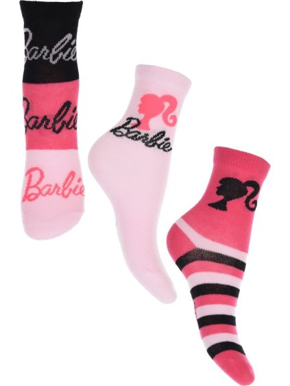 Súprava ružovo-čiernych dievčenských ponožiek Mattel - Barbie