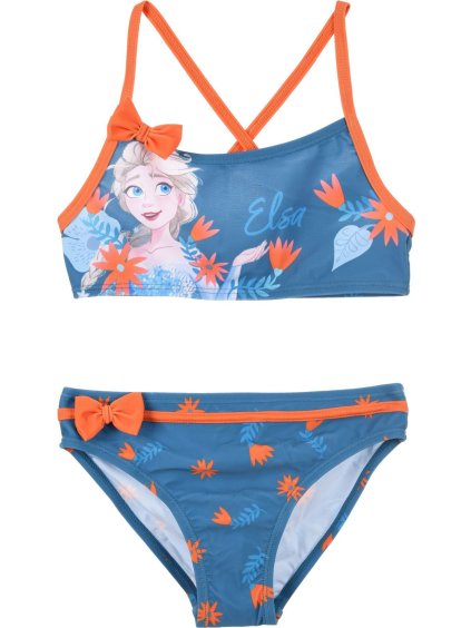 Modré dvojdielne plavky Disney Frozen s mašličkami