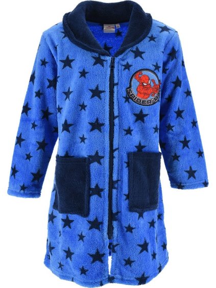 Modrý chlapčenský župan s hviezdami Spider-Man