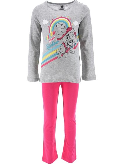 Sivo-ružové dievčenské dlhé pyžamo Nickelodeon - Paw Patrol