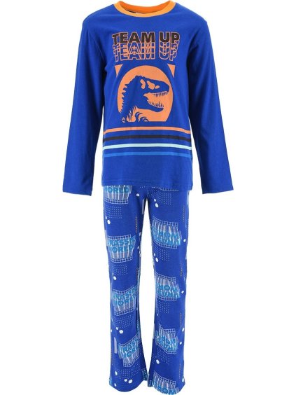 Modré chlapčenské dlhé pyžamo s potlačou Jurassic World