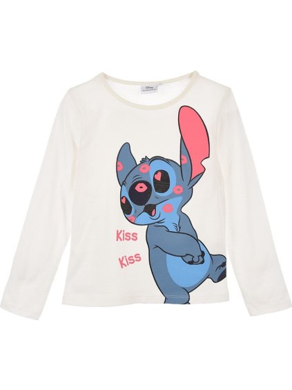 Biele dievčenské tričko s dlhým rukávom Disney Lilo Stitch