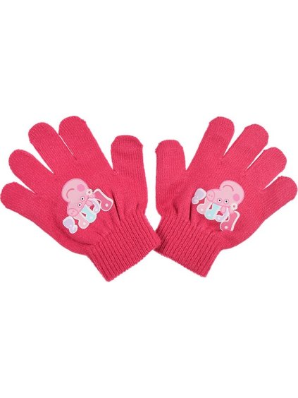 Peppa Pig tmavoružové dievčenské rukavice