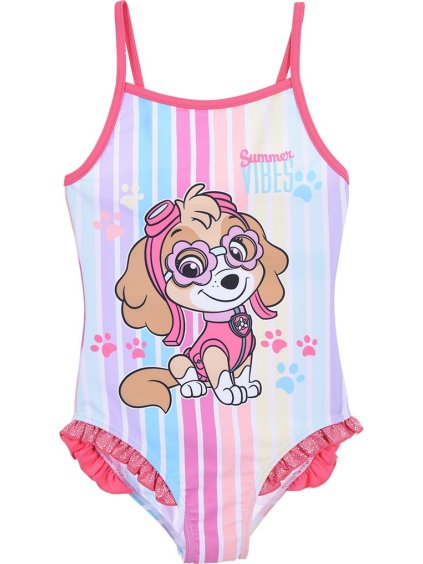 Ružové pruhované plavky Paw Patrol - Skye