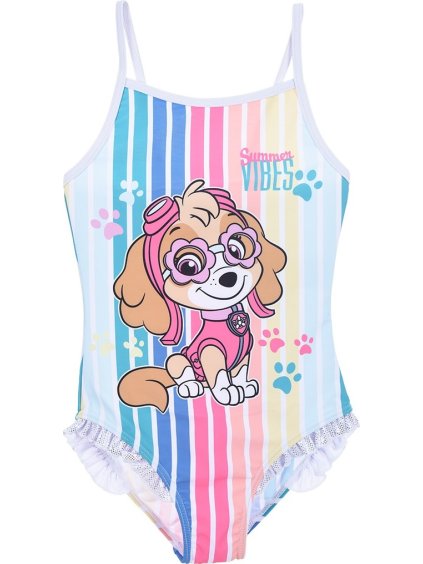 Farebné pruhované plavky Paw Patrol - Skye