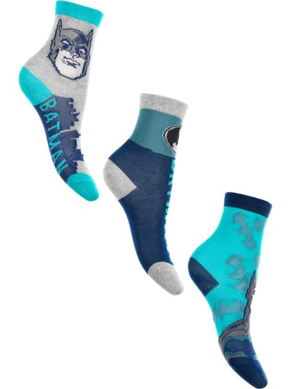 Modro-sivé chlapčenské ponožky Batman - 3ks