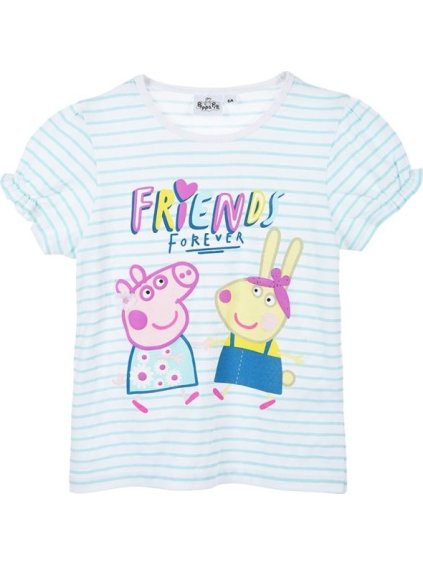 Svetlomodré pruhované dievčenské tričko Peppa Pig