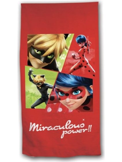 Červený dievčenský uterák Miraculous Ladybug