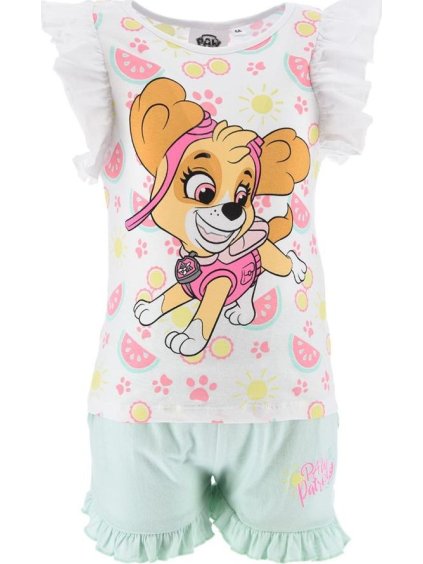 Bielo-zelený letný dievčenský set Paw Patrol - Skye