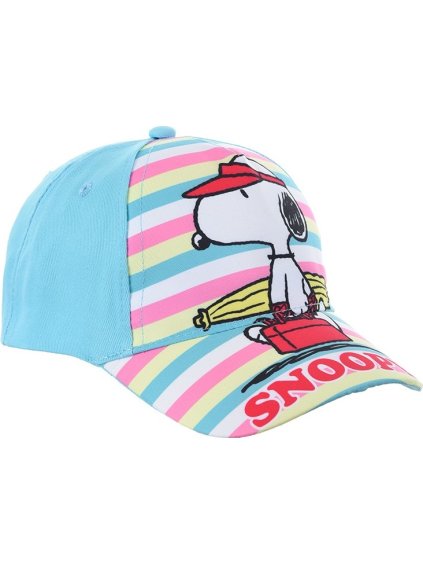 Svetlomodrá šiltovka s farebnými pruhmi Snoopy
