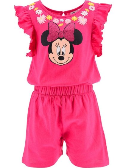 Tmavoružový dievčenský overal Mickey Mouse