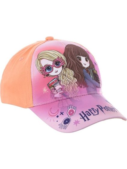 Oranžová dievčenská šiltovka s motívom postavičiek z Harryho Pottera