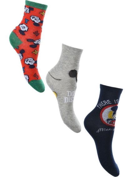 Set chlapčenských ponožiek Mickey - červená, sivá, modrá