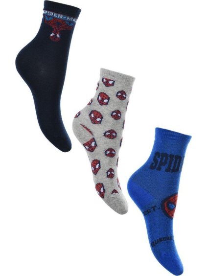 Modro-sivé trojbalenie chlapčenských ponožiek Marvel, Spider-Man