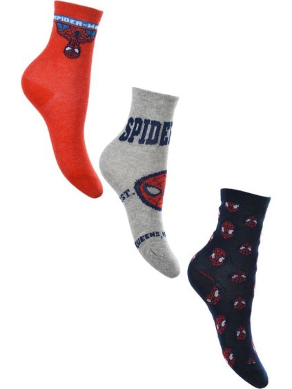 Červeno-sivo-modré trojbalenie chlapčenských ponožiek Marvel, Spider-Man