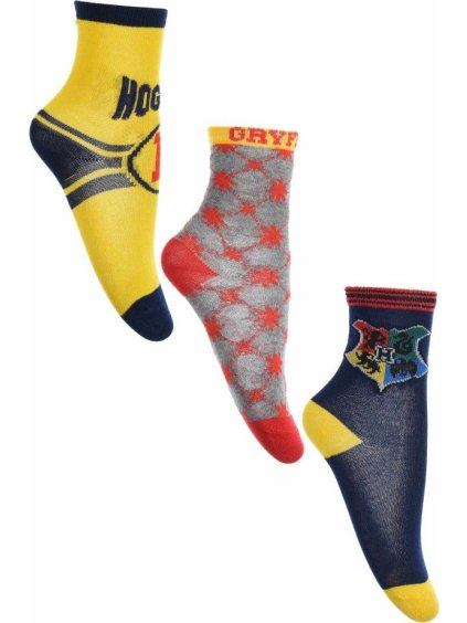 Chlapčenské ponožky Harry Potter - žltá/sivá/modrá