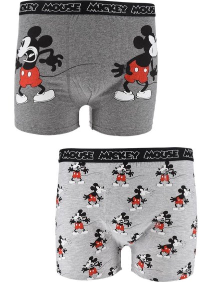 Sivé pánske boxerky Mickey Mouse - 2 ks