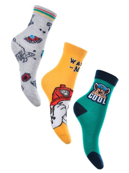 Paw Patrol Chlapčenské ponožky - sivá/žltá/zelená