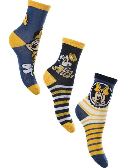 Trojbalenie ponožiek s Minnie - žltá/modrá/biela
