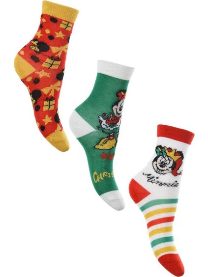 Trojbalenie ponožiek Minnie a Mickey - červená/zelená/biela