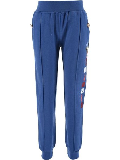 Modré dievčenské tepláky s lemovaním s obrázkami Minnie