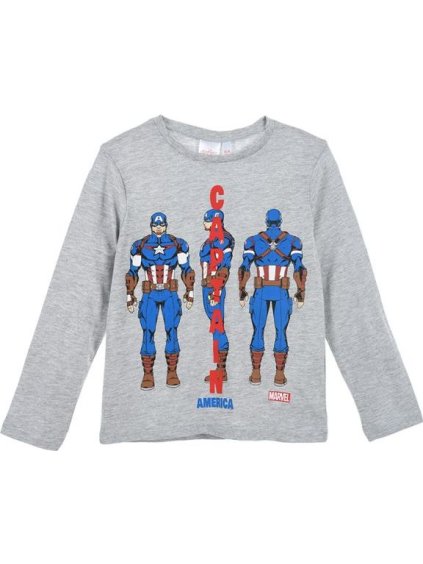 Sivé dlhé chlapčenské tričko Captain America
