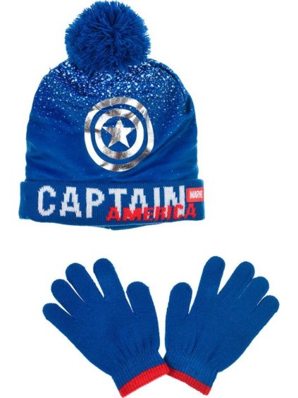 Modrý chlapčenský set čiapky a rukavíc - Captain America