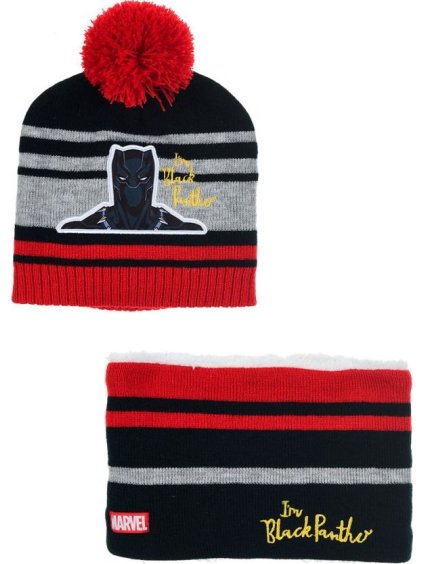 Pruhovaný set čiapky a nákrčníka Black Panther