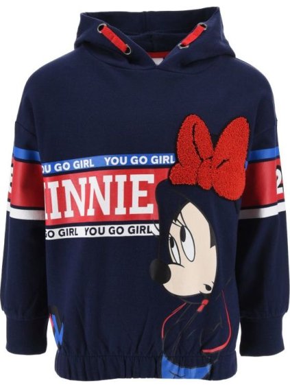 Bavlnená tmavomodrá dievčenská mikina Minnie Mouse