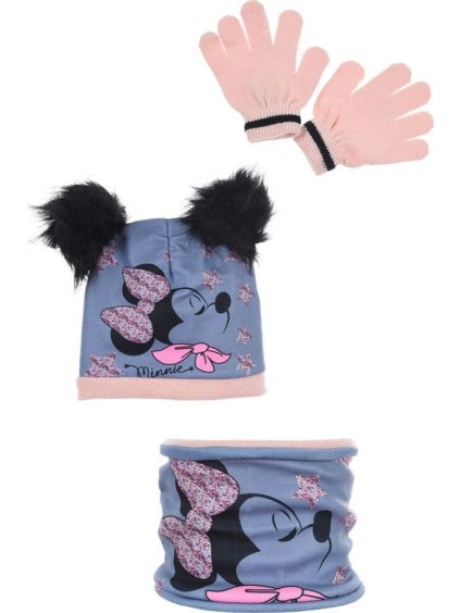 Modrý set s bambulkami Minnie Mouse