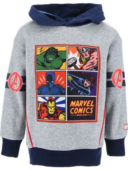 Sivá chlapčenská mikina s motívmi Avengers